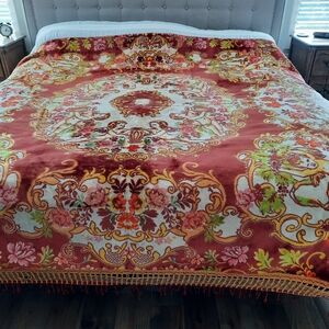 Vintage Italian Wedding Velvet Tapestry Cherub Bedspread